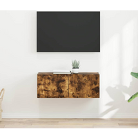 vidaXL TV Wall Cabinet Wall-mounted 2 pcs Smoked Oak 39 x 31 x 29.5 cm