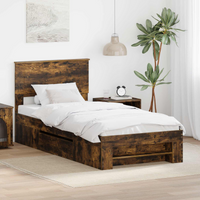 vidaXL Bed Frame with Headboard Smoked Oak 80 x 200 cm Engineered Wood