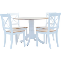 vidaXL 5 Piece Dining Set Solid Rubber Wood White and Brown