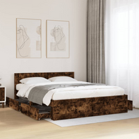 vidaXL Bed Frame with Headboard without Mattress Smoked Oak 160x200 cm