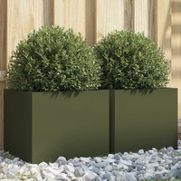 vidaXL Planters 2 pcs Olive Green 32x30x29 cm Steel
