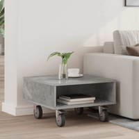 vidaXL Side Table with Wheels Concrete Grey 50.5 x 50 x 30 cm
