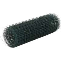 vidaXL Chicken Wire Fence Steel with PVC Coating 10x0.5 m Green