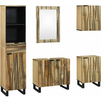 vidaXL Bathroom Furniture Set with Drawer 5 pcs Brown Engineered Wood