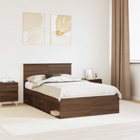 vidaXL Bed Frame with Headboard Brown Oak 120 x 190 cm Engineered wood