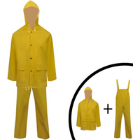 vidaXL Waterproof Heavy-duty 2-piece Rain Suit with Hood Yellow XL