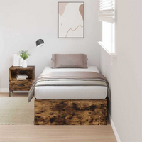 vidaXL Storage Bed Frame Smoked Oak 90 x 200 cm Engineered Wood