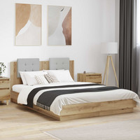 vidaXL Bed Frame with Headboard with Storage Artisan Oak 160 x 200 cm