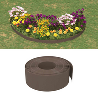 vidaXL Garden Edgings 4 pcs Brown 10 m 20 cm Polyethylene