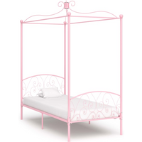 284487 vidaXL Canopy Bed Frame without Mattress Pink Metal 100x200 cm