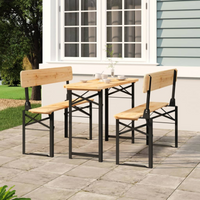 vidaXL 3 Piece Folding Beer Table Set Solid Wood Fir