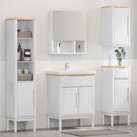 vidaXL Bathroom Furniture Set FLORO 4 pcs White Solid Pine Wood