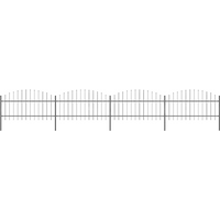 vidaXL Garden Fence with Spear Top Steel 714.5x125 cm Black