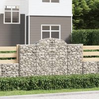 vidaXL Arched Gabion Baskets 4 pcs 200x30x120/140 cm Galvanised Iron