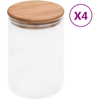 vidaXL Storage Glass Jars with Bamboo Lid 4 pcs 800 ml