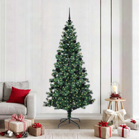 vidaXL Artificial Pre-lit Christmas Tree Green 210 cm PVC and Metal
