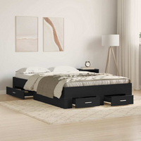 vidaXL Bed Frame with Drawer Black Oak 120 x 190 cm Engineered Wood