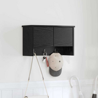 vidaXL Wall-Mounted Coat Rack with Shelf Black Oak 50 x 20 x 30 cm