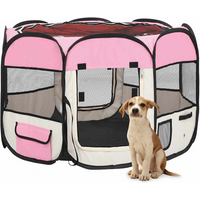 vidaXL Foldable Dog Playpen with Carrying Bag Pink 90x90x58 cm