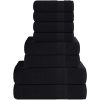 vidaXL 8 Piece Towel Set "FROGN" Black 360 gsm