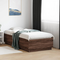 vidaXL Bed Frame with LED without Mattress Brown Oak 90x190 cm Single