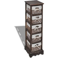 vidaXL Wooden Storage Rack 5 Weaving Baskets Brown