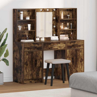 vidaXL Dressing Table Set with Drawer 3 pcs Smoked Oak Engineered Wood