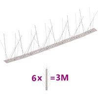 vidaXL 5-row Stainless Steel Bird & Pigeon Spikes Set of 6 3 m