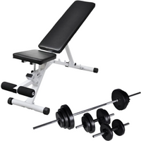 vidaXL Workout Bench with Barbell and Dumbbell Set 30.5 kg