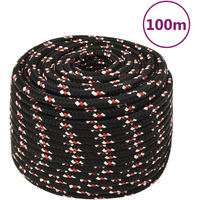 vidaXL Boat Rope Black 14 mm 100 m Polypropylene