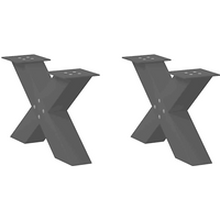 vidaXL Coffee Table Legs X-Shaped 2 pcs Black 50x(30-31) cm Steel