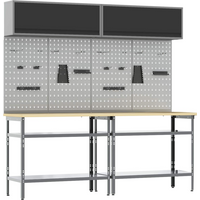 vidaXL Work Bench Set 8 pcs Black and Grey Powder-Coated Steel