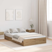 vidaXL Storage Bed Frame Artisan Oak 120 x 200 cm Engineered Wood