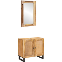 vidaXL Bathroom Sets with Storage 2 pcs Brown Solid Mango Wood
