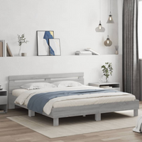vidaXL Bed Frame with LED without Mattress Grey Sonoma 160x200 cm