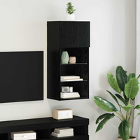 vidaXL Wall-mounted TV Cabinet Black Oak 40.5 x 30 x 90 cm