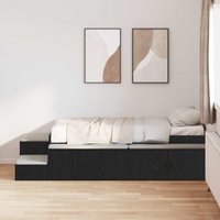 vidaXL Storage Bed Frame Black oak 234 x 103 x 53.5 cm Engineered wood