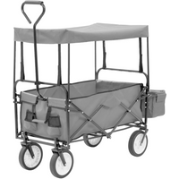 vidaXL Folding Hand Trolley with Canopy Steel Grey