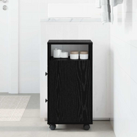vidaXL Bathroom Furniture Set with Wheel Black Oak 33 x 23 x 65 cm