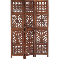 vidaXL Hand Carved 3-Panel Room Divider Brown 120x165 cm Solid Mango Wood