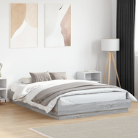 vidaXL Bed Frame with LED without Mattress Grey Sonoma 150x200 cm King Size