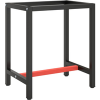 vidaXL Work Bench Frame Matte Black and Matte Red 70x50x79 cm Metal