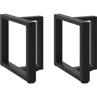 vidaXL Coffee Table Legs T-Shaped 2 pcs Black 50x25x(42-43) cm Steel