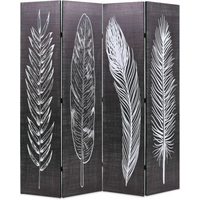 vidaXL Folding Room Divider 160x170 cm Feathers Black and White