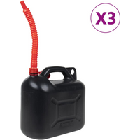 vidaXL Fuel Can with Flexible Spout 3 pcs Black 10 L Plastic