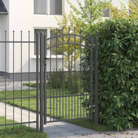 vidaXL Fence Gate with Spear Top with Lock Grey 103 x 200 cm Steel