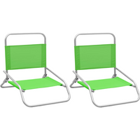 vidaXL Folding Beach Chairs 2 pcs Green Fabric
