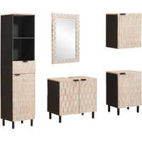vidaXL Bathroom Sets 5 pcs White Wash Finish Solid Mango Wood