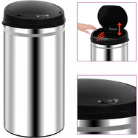 vidaXL Automatic Sensor Dustbin 50 L Stainless Steel
