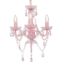 vidaXL Chandelier with Beads Pink Round 3 x E14